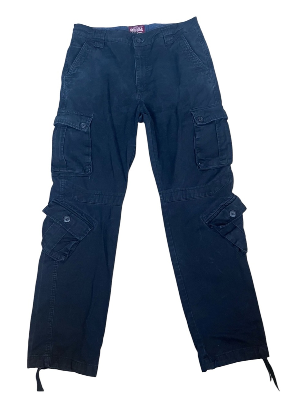 Matchstick Black Cargo Pants Paratrooper Mens 36 Y2K Tactical Utility 8 Pocket